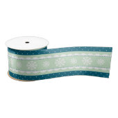 Ruban En Satin Noël blanc Snowflake Turquoise Polka Dot Motif (Bobine)