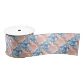 Ruban En Satin Noël bleu clair et corail (Bobine)