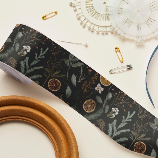 Ruban En Satin Noël botanique Moody Winter