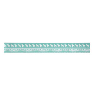 Ruban En Satin Noël Côte Turquoise Flamme de neige Reindeer Motif
