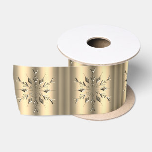 Ruban En Satin Noël des flocons d'or luxueux
