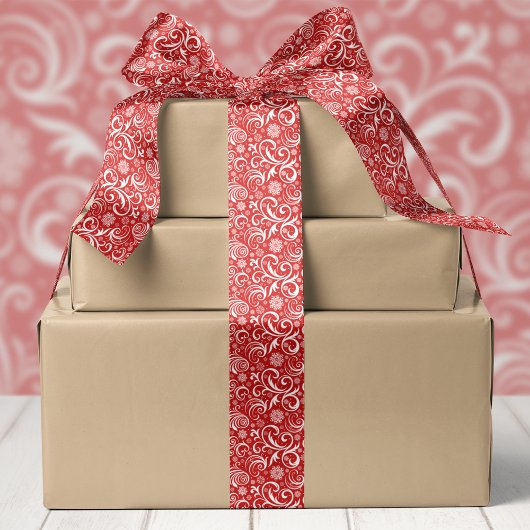 Ruban En Satin Noël des flocons rouges et des torrents