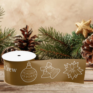 Ruban En Satin Noël en ligne d'art dorée élégante