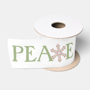 Ruban En Satin Noël Flocon de neige Paix Joie Amour Typographie