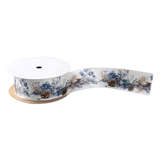 Ruban En Satin Noël Garland Blueberries Pine Cones (Bobine)