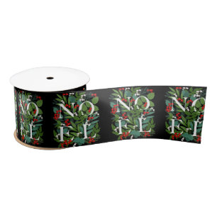 Ruban En Satin NOEL Greenery Berries Noël Noir