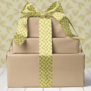 Ruban En Satin Noël Houx Et Baies Verts