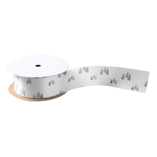 Ruban En Satin Noël Motif Argent simple (Bobine)