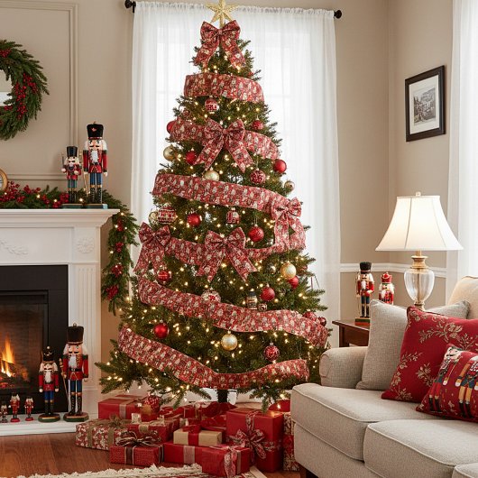 Ruban En Satin Noël motif des noix de cou rouges