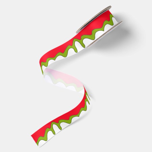 Ruban En Satin Noël rouge vert et blanc (Dos)