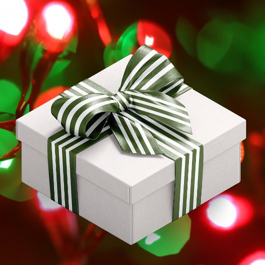 Ruban En Satin Noël Vert foncé et blanc rayé