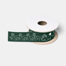 Noël vert foncé Père Noël Reindeer motif mignon