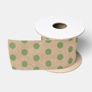 Ruban En Satin Noël Vert Pois Kraft