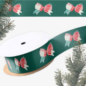 Ruban En Satin Noël Vert & Rouge Plaid Lié Avec Bow Holiday