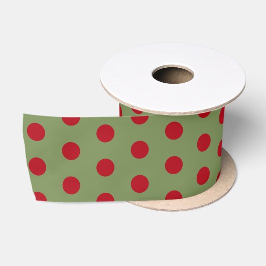 Ruban En Satin Noël Vert & Rouge Pois (Bobine)