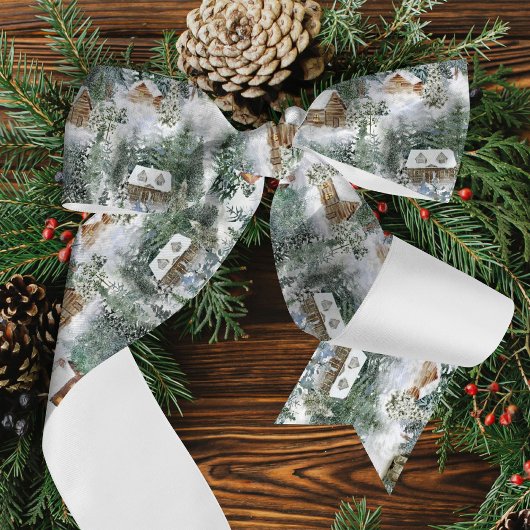 Ruban En Satin Noël Woodland hiver rustique
