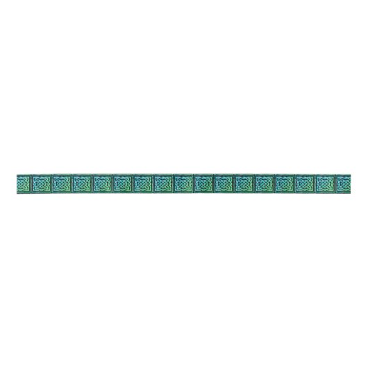 Ruban En Satin Noeud celtique - Carré bleu vert (Devant)