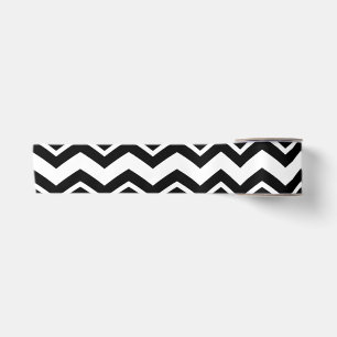 Ruban En Satin Noir Blanc Zigzag Chevron Motif Design