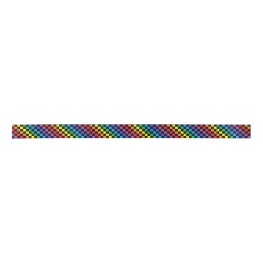 Ruban En Satin Noir Checkered d'arc-en-ciel (Devant)