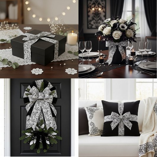 Ruban En Satin Noir et blanc