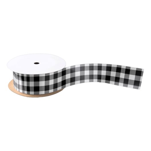 Ruban En Satin Noir et blanc Petite taille En vichy contrôle ruba (Bobine)