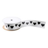 Ruban En Satin Noir et blanc Simple Coeur Motif (Bobine)