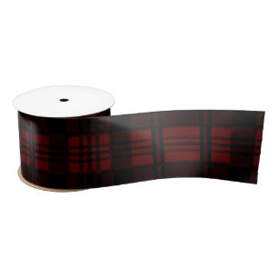 Ruban en satin noir et rouge foncé du Motif à plai