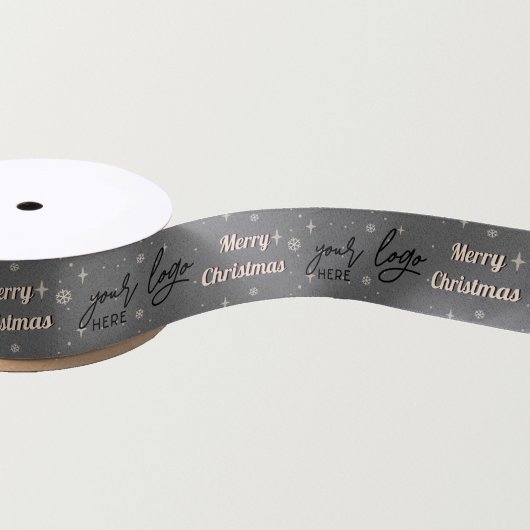 Ruban En Satin Noir Noël Affaires Logo de Noël