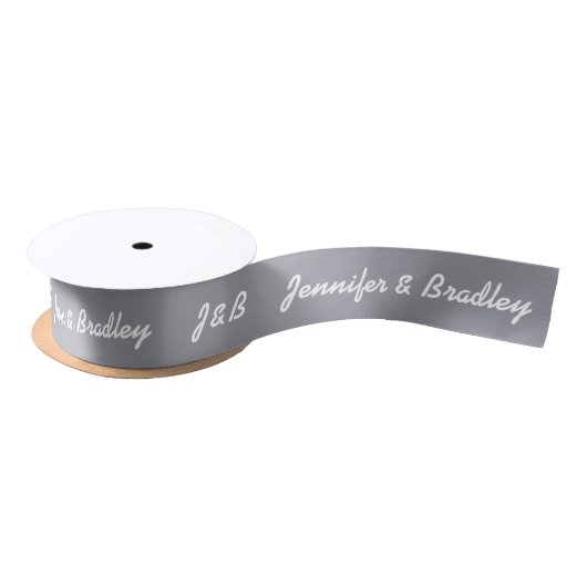 Ruban En Satin Nom personnalisé du Mariage Monogramme simple (Bobine)