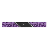 Ruban En Satin Nom personnalisé motif léopard violet (Devant)