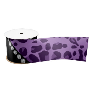Ruban En Satin Nom personnalisé motif léopard violet