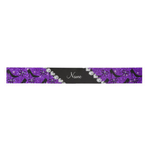 Ruban En Satin Nom personnalisé parties scintillant violet noir t