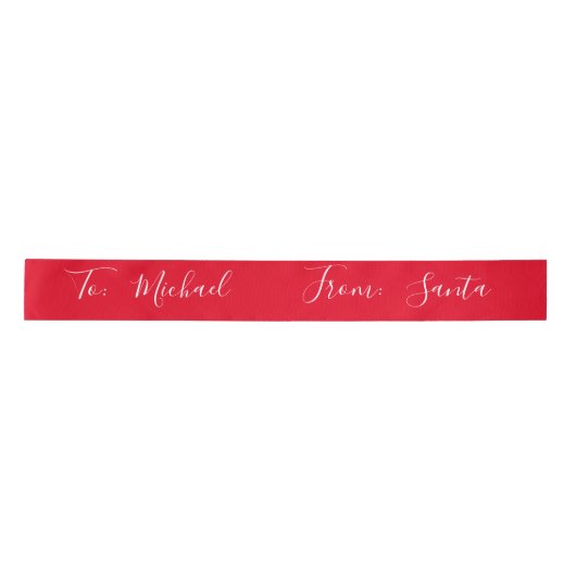 Ruban En Satin Nom personnalisé Père Noël Script Holiday Modern R (Devant)