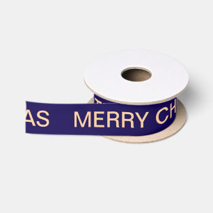 Ruban En Satin Nom personnalisé Simple Joyeux Noël bleu foncé