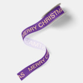Ruban En Satin Nom personnalisé Simple Joyeux Noël Purples (Dos)