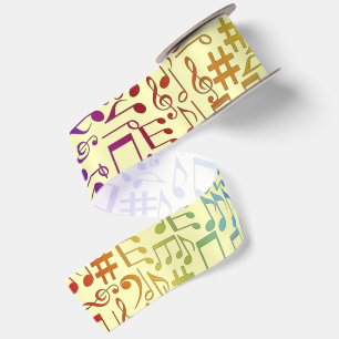 Ruban En Satin Notes de musique colorées dansant Jaune chaud