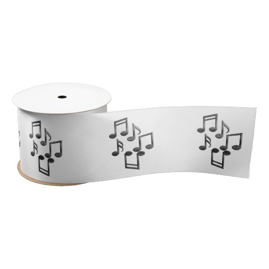 Ruban En Satin Notes musicales en Parties scintillant noire (Bobine)
