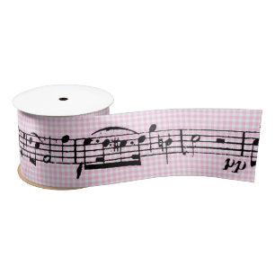 Ruban En Satin Notes musicales sur En vichy rose