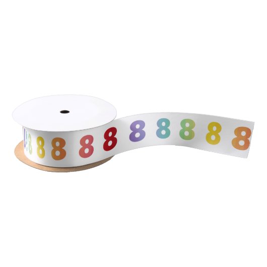 Ruban En Satin Numéro 8 Couleurs arc-en-ciel Ruban (Bobine)