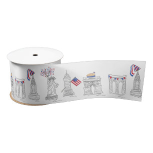 Ruban En Satin NYC New York City Juillet 4e USA Americana
