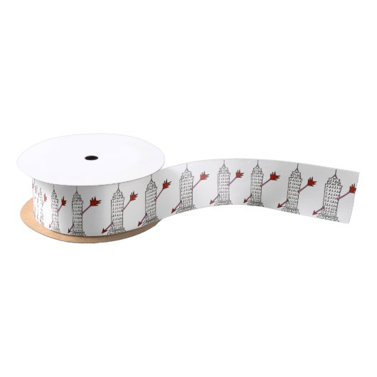 Ruban En Satin NYC Skyscraper New York Cupid Valentine Ribbon (Bobine)