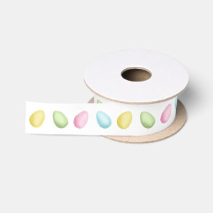 Ruban En Satin Œufs de Pâques pastel colorés à l'aquarelle