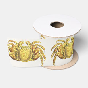 Ruban En Satin Œuvre d'art côtière vintage nautique crabe varié
