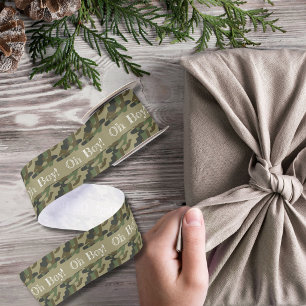 Ruban En Satin Oh Boy Camouflage Vert Baby Shower