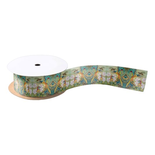 Ruban En Satin oiseaux et abeilles (Bobine)