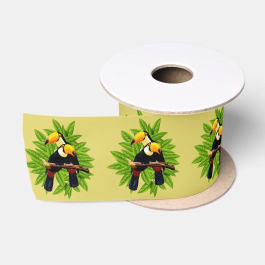 Ruban En Satin Oiseaux Exotiques (Bobine)