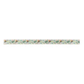 Ruban En Satin Oiseaux Exotiques Colorés Et Fleurs Motif (Devant)
