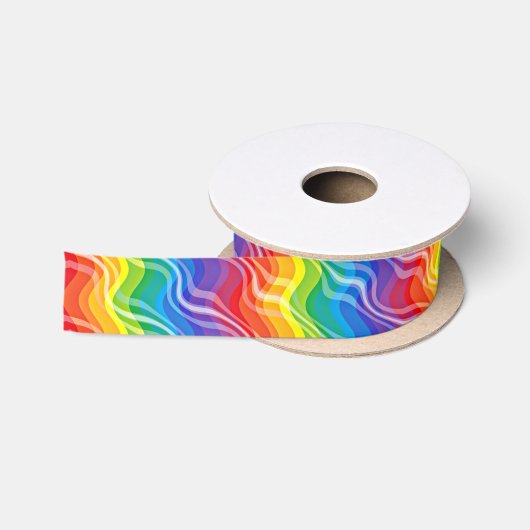 Ruban En Satin Ondulations d'arc-en-ciel (Bobine)