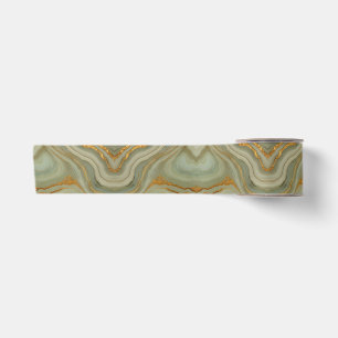Ruban En Satin Onyx Vert Sauge Avec Or