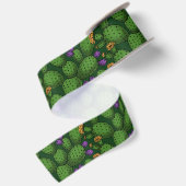 Ruban En Satin Opuntie de floraison sur vert foncé (Dos)